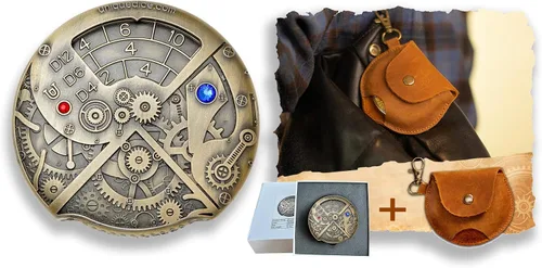 Miniatura 30 de UD - Juego de dados mecánicos de ruleta únicos DND Steampunk Dragones de metal D y D con dados TRPG DND 7 en 1 Spinner Metal D&D Juego de dados