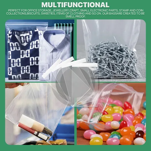 Miniatura 7 de 100 unidades, (4 x 4 pulgadas), bolsa transparente con cierre de cremallera de 2.5 mil de grosor, bolsas con cremallera, bolsas de plástico