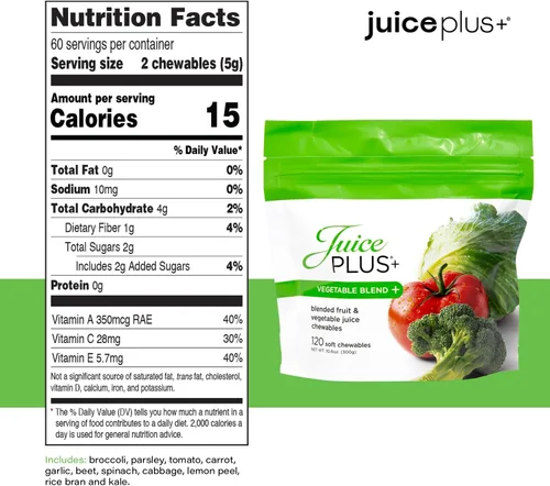 Miniatura 2 de JuicePlus+ - Mezcla de frutas y verduras masticables suaves – Sabrosas vitaminas veganas en gomitas para adultos y niños – 4 meses de suministro