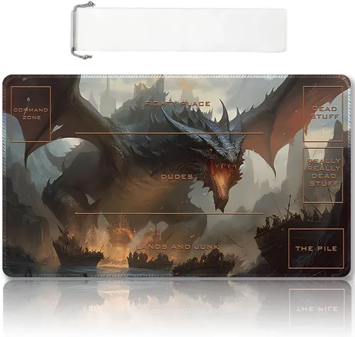 Miniatura 56 de Tapete de juego MTG cosido de alta calidad con zonas y parte trasera de goma antideslizante, tapete de juego TCG para MTG y otros juegos de cartas
