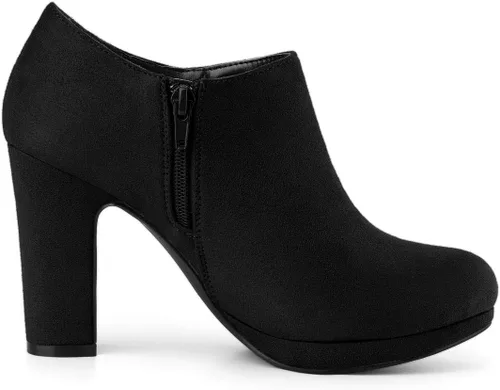 Miniatura 7 de Allegra K Botines de tacón grueso con plataforma y punta redonda para mujer