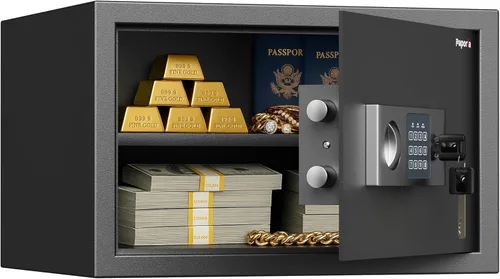Caja de seguridad de 1.2 pies cúbicos, caja de seguridad digital con estante y teclado y combinación, caja de seguridad digital de acero aleado para