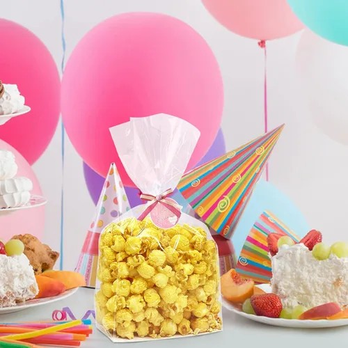 Miniatura 6 de Bolsas de celofán con fondo plano Yotelab, 5x3x12 Pulgadas Bolsas de celofán con fuelle con inserción de papel, 100 piezas