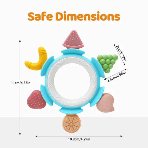 Miniatura 2 de Anillo de dentición para bebés de 3-6-12 meses, mordedor de silicona para bebés para aliviar el dolor de encías, juguete sensorial calmante