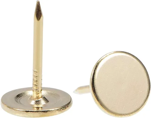 uxcell Uñas de tapicería de 0.433 in x 0.669 in, cabeza plana, uñas de muebles, tono dorado para muebles, cabeceros de sofá, 150 unidades