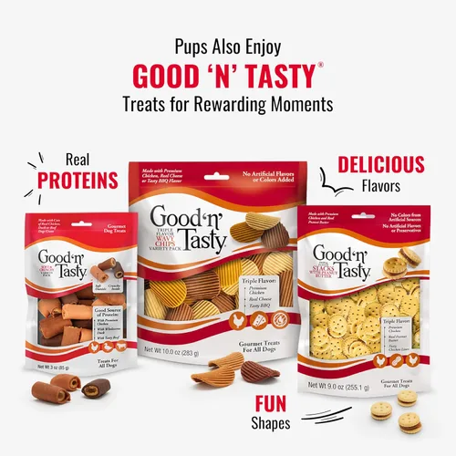 Miniatura 10 de Good 'n' Fun Rolls - Golosina para perros de larga duración, para perros grandes, con proteínas reales, piel de res y pollo premium, apoya la salud