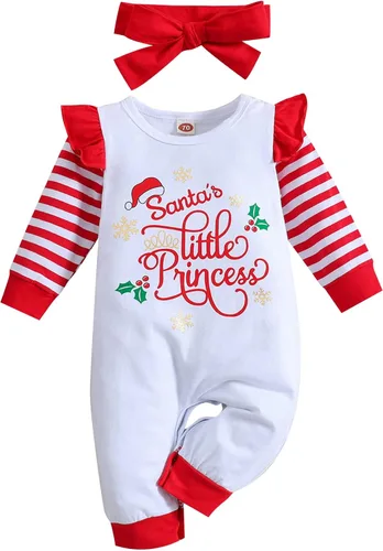 BOUTIKOME Traje de Navidad para bebé niña disfraz de Papá Noel y princesa con volantes y manga larga para recién nacido
