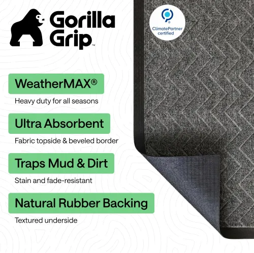 Miniatura 2 de Gorilla Grip WeatherMax - Tapete para todas las estaciones, 72 x 24 pulgadas, goma natural duradera, resistente a manchas y decoloración, perfil