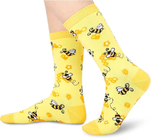 Miniatura 2 de HAPPYPOP Regalos divertidos de abeja, regalos de dinosaurio para mujeres y niñas, calcetines novedosos con diseño de flamenco y gato para mujer