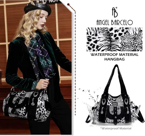 Miniatura 7 de Angel Barcelo Bolsos de mano de moda espaciosos para mujer, bolsos de hombro para mujer, bolso de cuero lavado