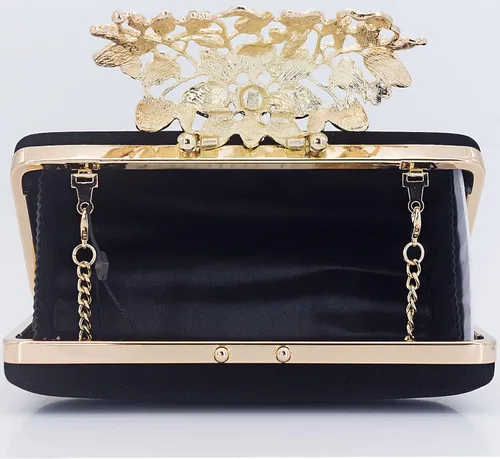 Miniatura 7 de MagicLove Bolso de noche para mujer con cierre de flores y diamantes de imitación para fiesta de boda Bolsa de mano con diamantes de imitación