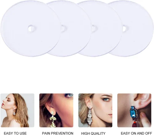 Miniatura 7 de EXCEART 80 discos de plástico para parte trasera de aretes, almohadillas de disco transparentes para estabilizar los pendientes