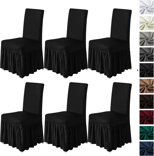 Miniatura 11 de molasofa Juego de 6 fundas para sillas de comedor, fundas elásticas para sillas con falda para cocina, protectores de asiento de cocina, decoración