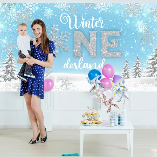 Miniatura 6 de Fondo de invierno Onederland para fiesta de primer cumpleaños, cartel de invierno para primer cumpleaños, fotografía de primer cumpleaños para bebé
