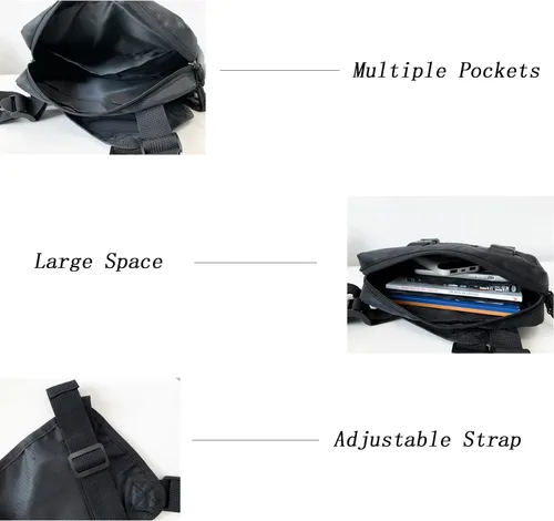 Miniatura 4 de TDYU Riñonera de pecho para hombre, riñonera de moda de hip hop, chaleco ligero pequeño para correr, viajar, senderismo, ciclismo, Blanco, S, Casual