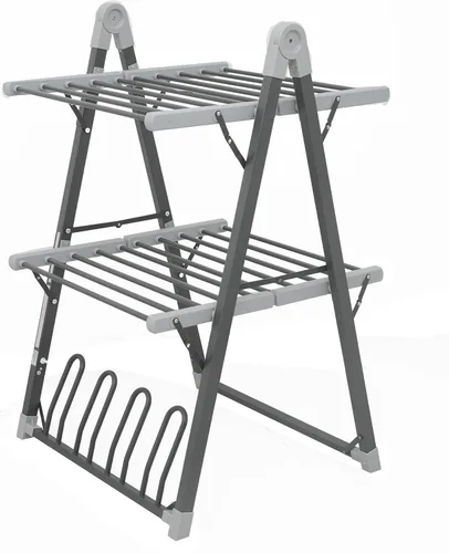 Miniatura 11 de Estante eléctrico de secado de ropa calentado, secadora de ropa plegable con calefacción y temporizador de apagado, tendedero para ropa, zapatos
