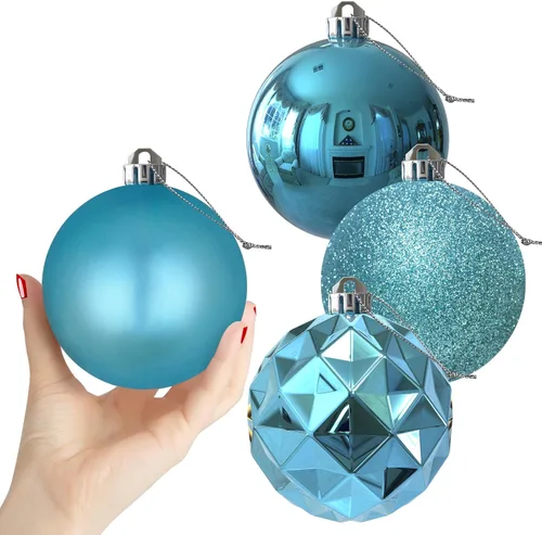 Miniatura 198 de Bolas de Navidad Grandes de 3.2" en Azul Bebé - Adornos para Árbol de Navidad, Bolas Colgantes Inastillables para Cumpleaños, Halloween, Boda