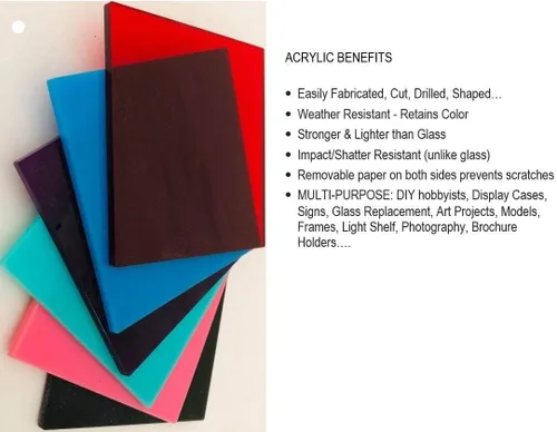 Paquete de 3 hojas de plexiglás acrílico fundido a color, 1/8 pulgadas de grosor (0.118 in), vidrio de plexiglás de plástico fácil de cortar con