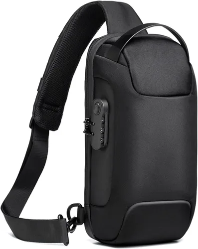 KUCINO Bolsa impermeable antirrobo con recarga USB, bolsa cruzada para hombres y mujeres, bolsa de pecho para hombre, bolsa de hombro casual,