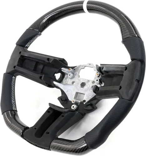 Miniatura 22 de IKON MOTORSPORTS, Volante compatible con Ford Mustang 2010-2014, Kit de reemplazo de cuerpo de volante en fibra de carbono y cuero con costura azul