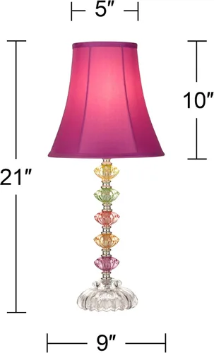 Miniatura 4 de 360 Lighting Juego de 2 lámparas de mesa decorativas de estilo bohemio tradicional chic de 21 pulgadas de alto, cristal apilado multicolor rosa