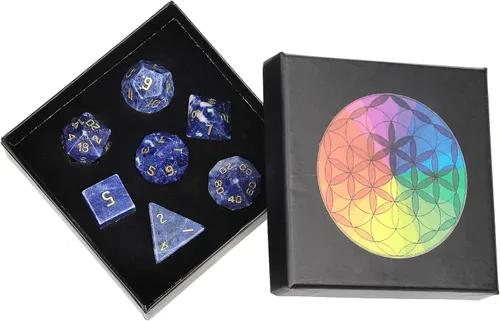 Miniatura 14 de Nupuyai Juego de dados poliédricos D&D de cristal de cuarzo rosa curativo con caja para Calabozos y Dragones, juego de 7 dados de mesa para RPG MTG