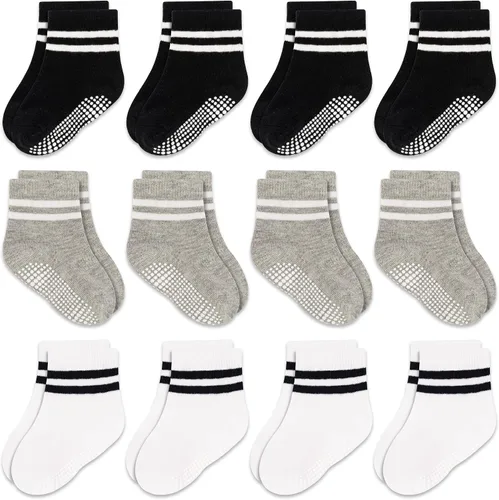 Miniatura 12 de GRPSKCOS Calcetines Antideslizantes para Bebés 12 Pares Calcetines Antideslizantes para Niños Pequeños de 0-7 Años Infantes Niños Pequeños Niños