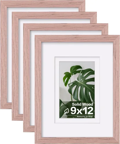 Miniatura 70 de Egofine - Juego de 4 portarretratos 8 x 10 pulgadas de madera maciza y cubierta de plexiglás de 4 x 6/5 x 7 pulgadas con paspartú u 8 x 10 pulgadas