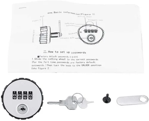 Miniatura 7 de Cerradura de puerta digital, cerradura de contraseña de gabinete de combinación de código de aleación de zinc con llaves, 1.417 in