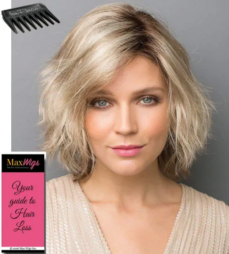 Miniatura 2 de Zuma Shaggy Salon Cut Color Marrón Caramelo - Pelucas Noriko de 8 pulgadas de largo para mujer, rizos ondulados sintéticos, gorra monopart