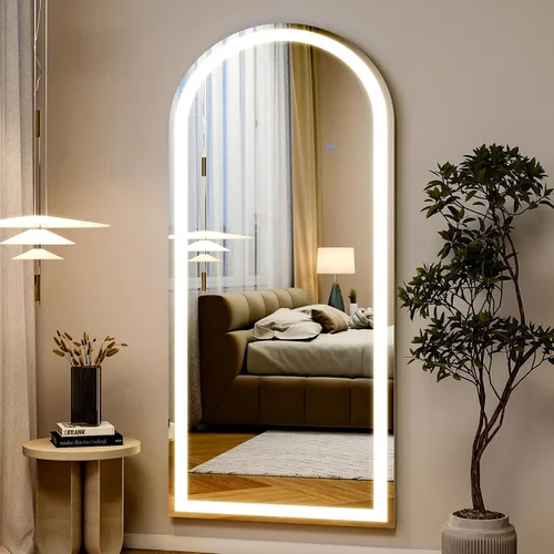 Miniatura 3 de Easly Espejo de longitud completa de 26x68 pulgadas con luces, espejo de pie LED iluminado, colgante de longitud completa con soporte, espejo