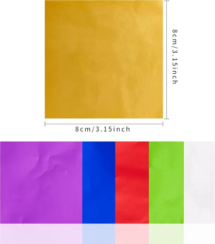 Miniatura 2 de 600 unidades de papel de aluminio de papel de aluminio para dulces de chocolate, papel cuadrado para dulces, envoltorios de papel de lata