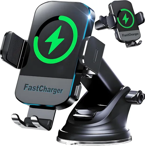 Cargador inalámbrico para automóvil, 15 W de carga rápida de 15 W, cargador de teléfono para automóvil, soporte de teléfono para montaje en