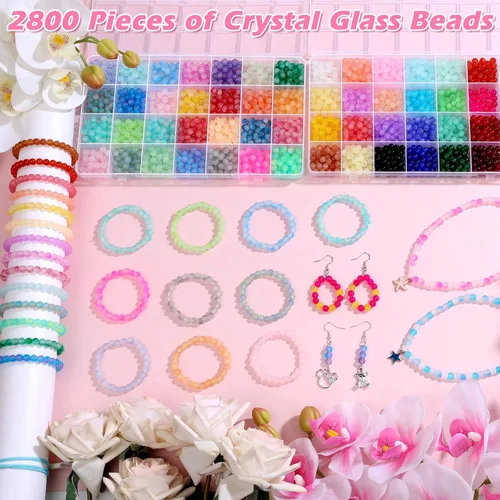 Miniatura 2 de shynek 2800 cuentas de cristal de 6 mm para pulseras, 56 colores de cuentas de cristal para hacer joyas, pulseras y manualidades DIY