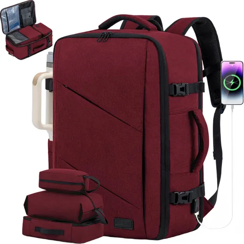 Miniatura 17 de LOVEVOOK Peersonal - Mochila de viaje extra grande de 40 L, bolsa de artículos Peersonal aprobada por vuelo, resistente al agua, mochila de 17 Azul