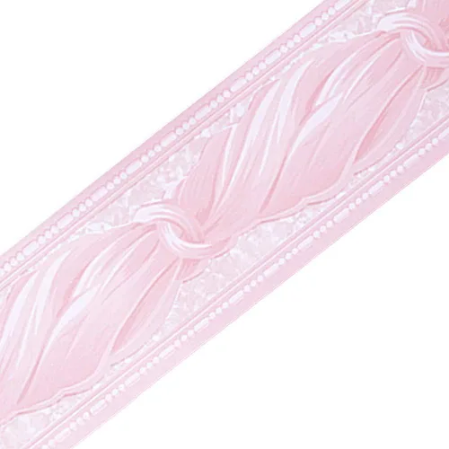 Miniatura 2 de Bordes de pared autoadhesivos de PVC con lazo rosa para cocina, dormitorio, sala de estar, decoración del hogar, 3.94 pulgadas x 32.8 pies