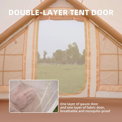 Miniatura 5 de Tienda de campaña inflable con toldo, tienda de campaña para 4 a 6 personas, 4 estaciones, instalación rápida de 5 minutos, impermeable, resistente