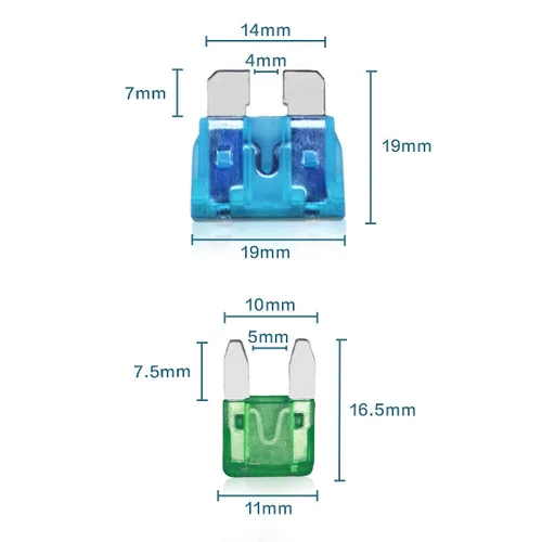 Miniatura 3 de Vrupin Juego surtido de fusibles de automóvil, kit de fusibles para automóvil, fusibles automotrices tipo cuchilla, estándar y mini