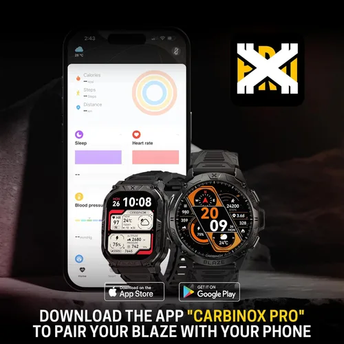 Miniatura 9 de Reloj inteligente CARBINOX Blaze con GPS – Rastreadores de fitness resistentes, impermeable IP69K, más de 170 modos deportivos, vidrio Gorilla