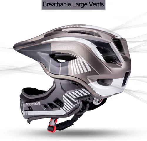 Miniatura 7 de ROCKBROS Casco integral para niños Cascos de bicicleta para niños Casco ligero de bicicleta de montaña para niños pequeños Desmontable para MTB BMX