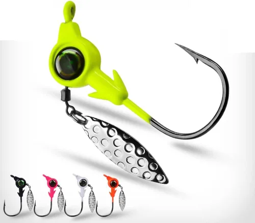 Miniatura 2 de Ganchos de cabeza de plantilla ponderados con cuchillas giratorias Swimbaits - Ganchos de manivela para señuelos de pesca suaves Cabeza de pescado