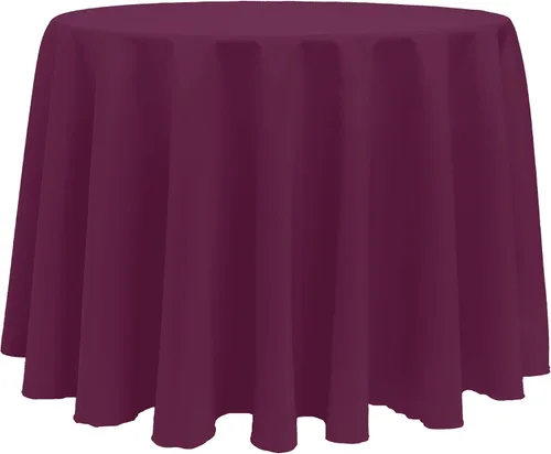 Miniatura 42 de ULTIMATE TEXTILE Mantel redondo de lino de poliéster de 120 pulgadas, color rosa neón