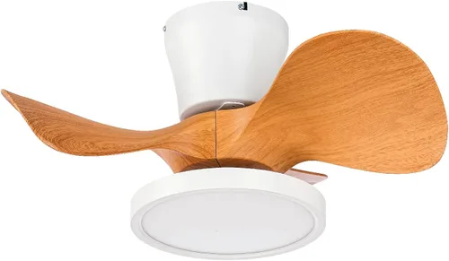 Miniatura 18 de ocioc Ventilador de techo silencioso con luz LED, motor de CC de 32 pulgadas, control remoto de gran volumen de aire, nogal para cocina, dormitorio
