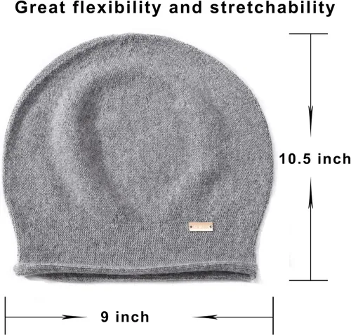 Miniatura 4 de jaxmonoy Gorro de punto holgado de cachemira para mujer, gorro de invierno suave y cálido de lana para mujer