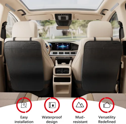 Miniatura 3 de SURDOCA - Protector de asiento trasero con alfombrillas para niños, funda de cuero para el asiento trasero del coche para niños, ofrece protección