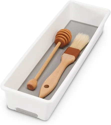 Miniatura 6 de madesmart Mini bandeja clásica para utensilios, contenedor blanco y clásico de 9.8 x 3.8 pulgadas, color blanco, colección clásica, organizador