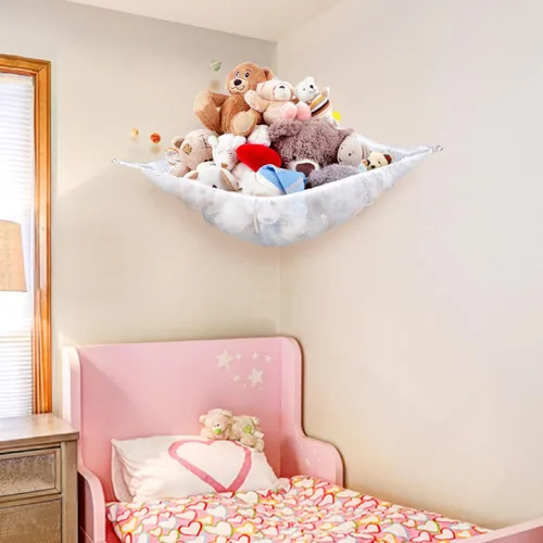 Miniatura 7 de MAQIHAN Red o hamaca para animales de peluche, ideas de almacenamiento para peluches, osos de peluche y juguetes, soporte organizador de esquina