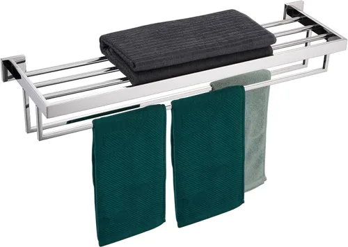 Miniatura 13 de KOKOSIRI Toallero negro mate de 24 pulgadas, estante de toalla de baño con barras de toalla dobles SUS304 de acero inoxidable montado en la pared