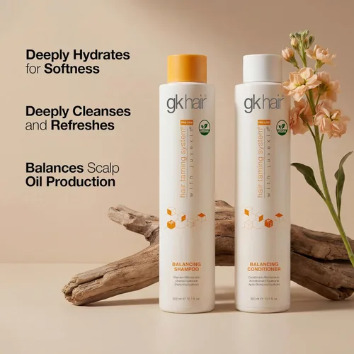 Miniatura 5 de GK HAIR Juego de champú y acondicionador equilibrante para cabello graso de hasta 72 horas de frescura, el mejor champú y acondicionador para cuero