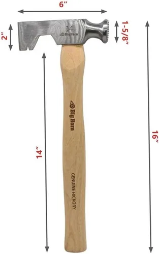 Miniatura 3 de Big Horn 15140 Hacha para paneles de yeso de 14 onzas con cara impactante fresada y mango de nogal